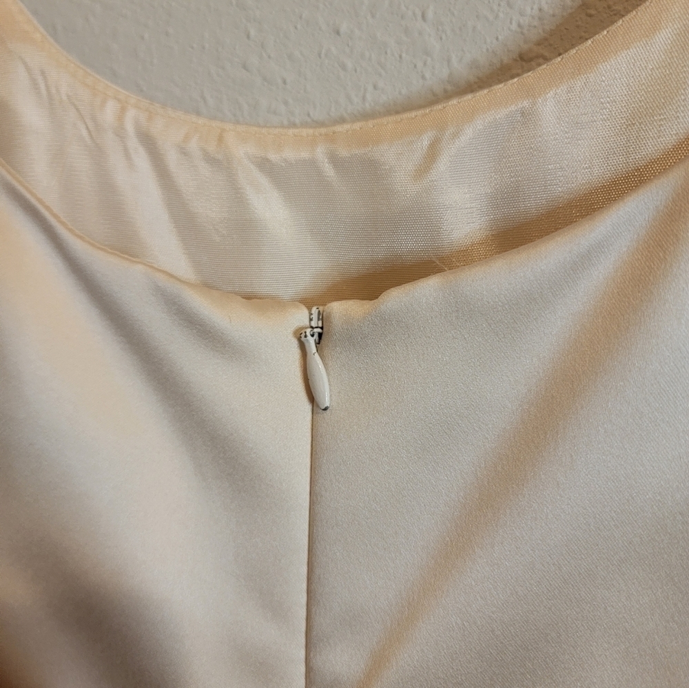 Floor Length Satin Cream Dress by Ever Beauty Formal Size 10 - Picture 6 of 8